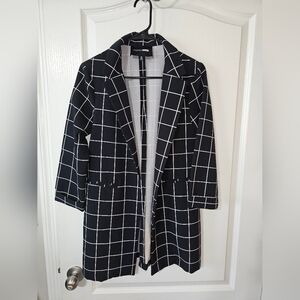 Fashion Nova Black and White Grid Blazer
